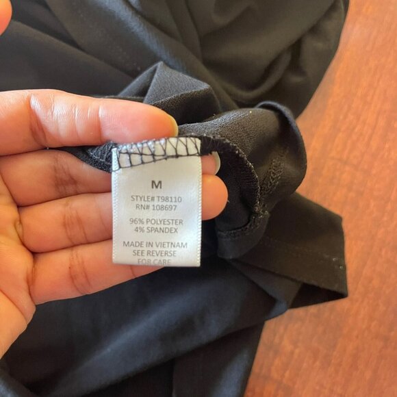 Vintage Women's Black Top Lace cutout Neck Blouse Casual Shirt Tshirt Tee Size M - Picture 11 of 12